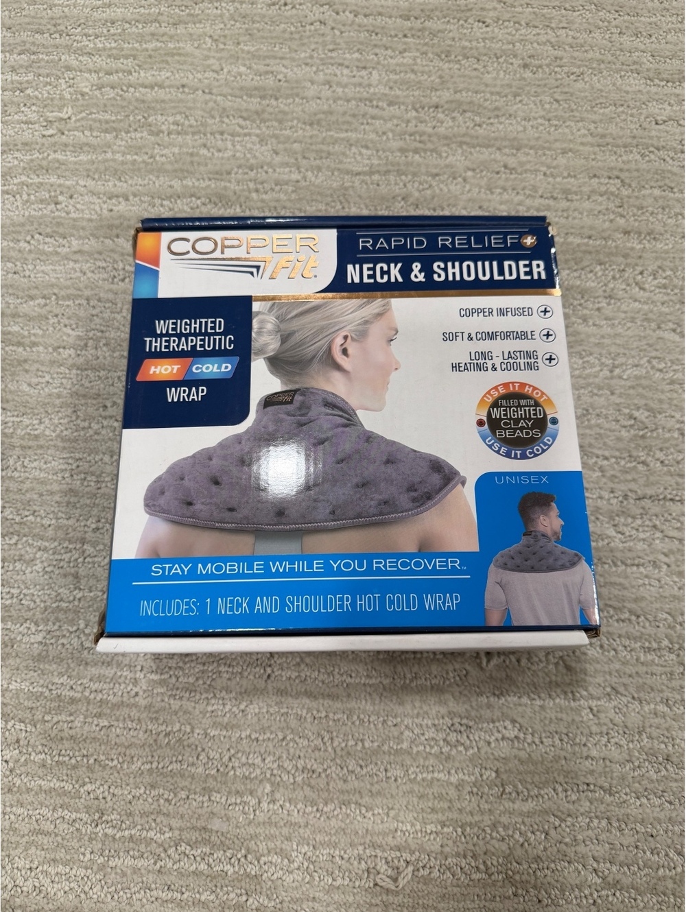 Copper Fit Rapid Relief Neck and Shoulder Weighted Therapeutic Wrap